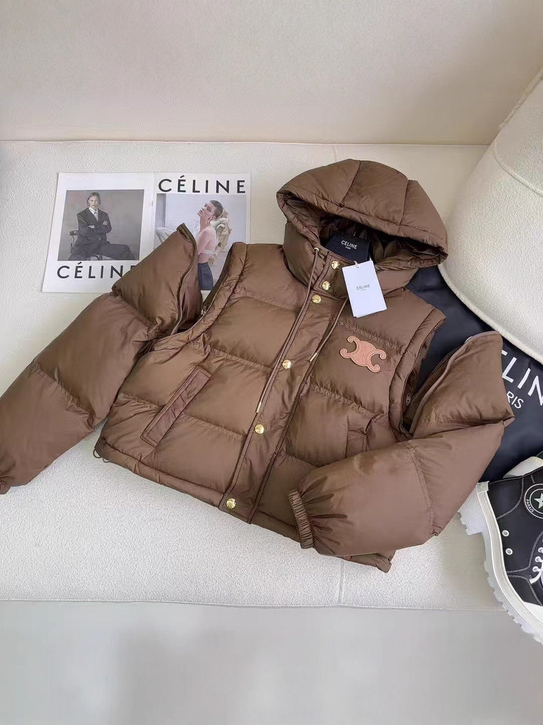 Chaqueta acolchada marrón
