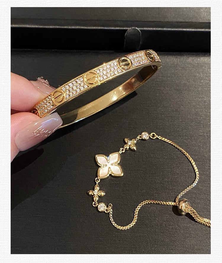 Pavé Screw Bangle Bracelet