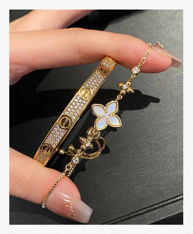 Pavé Screw Bangle Bracelet