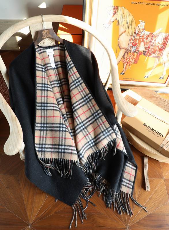 Reversible Wool Check Cloak