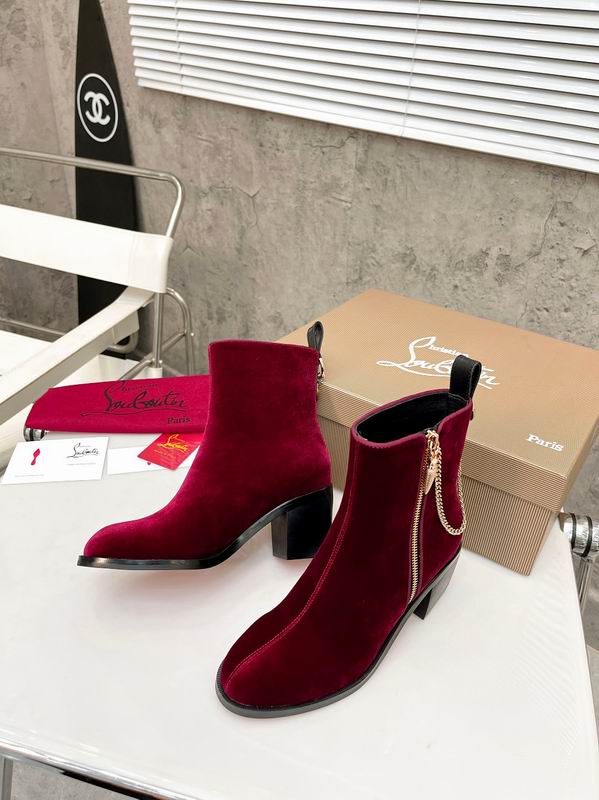 Botines de terciopelo rojo para mujer