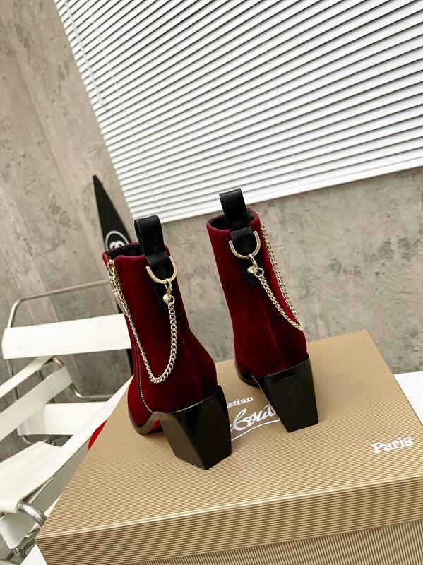 Botines de terciopelo rojo para mujer