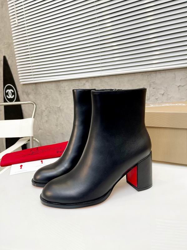 Botines de tacón cuadrado con suela roja para mujer