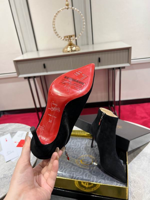 Botines de tacón de aguja de ante negro para mujer