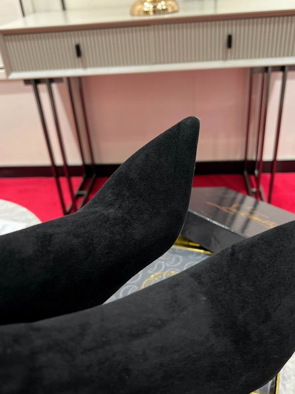 Botines de tacón de aguja de ante negro para mujer