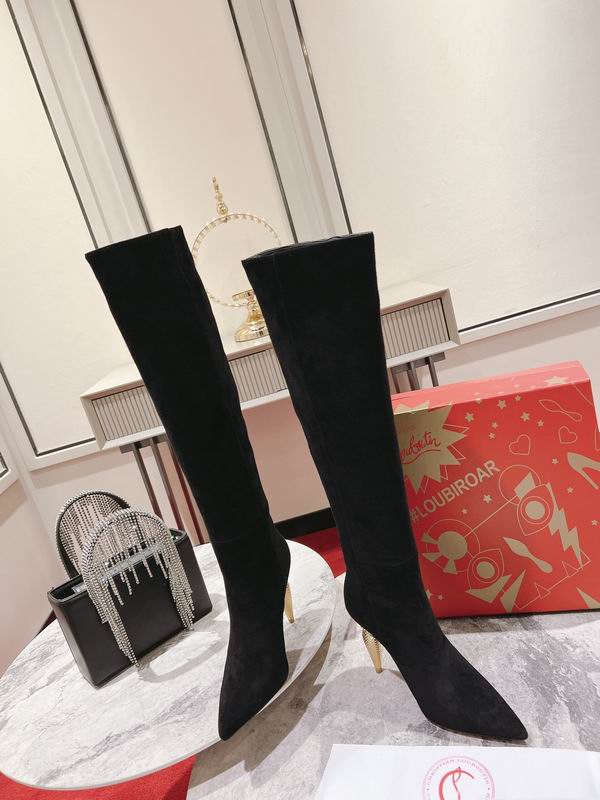 Botas altas de ante negro para mujer
