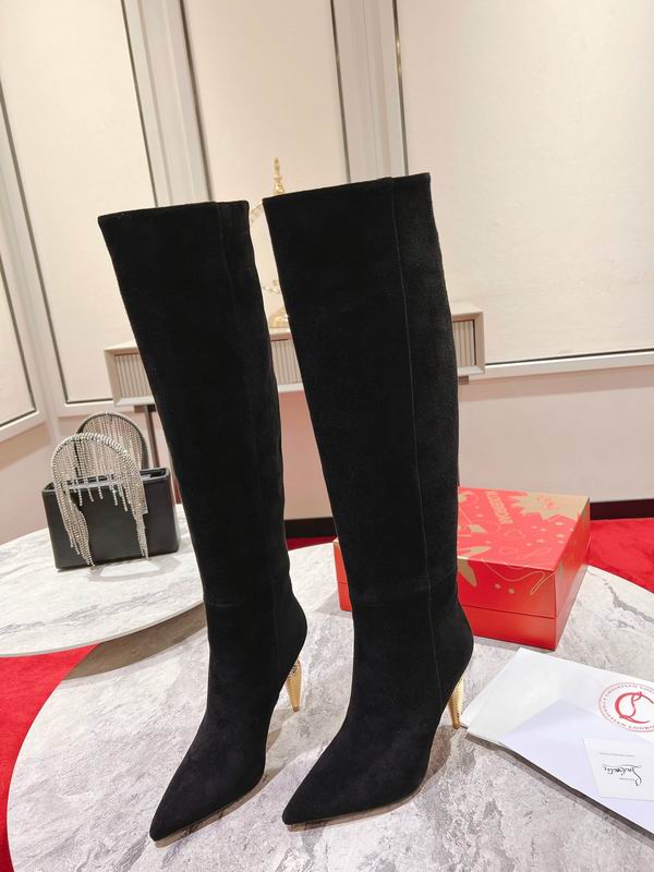 Botas altas de ante negro para mujer