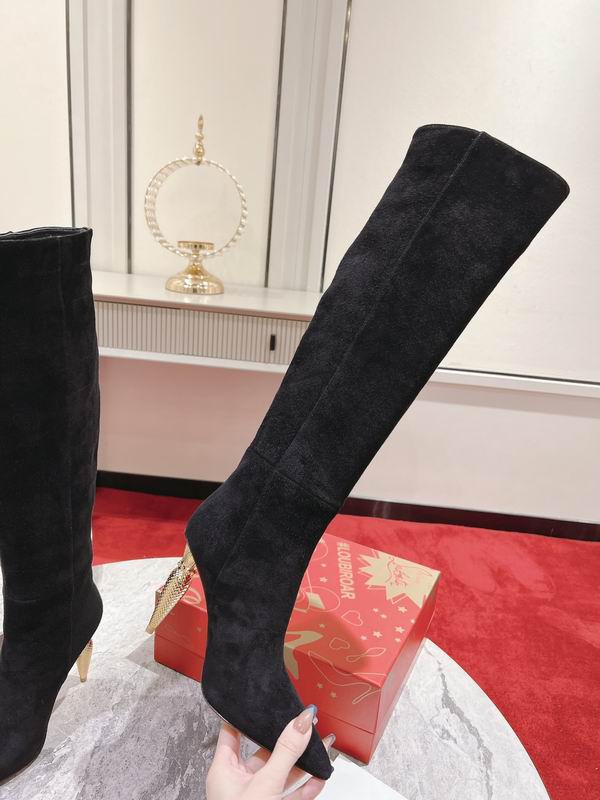 Botas altas de ante negro para mujer