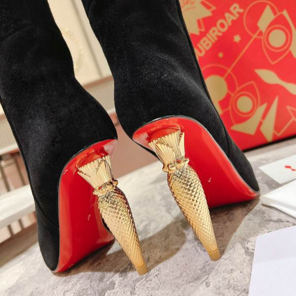 Botas altas de ante negro para mujer