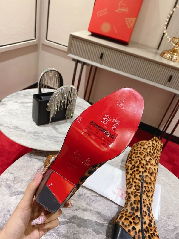 Botas altas hasta la rodilla con estampado de leopardo para mujer