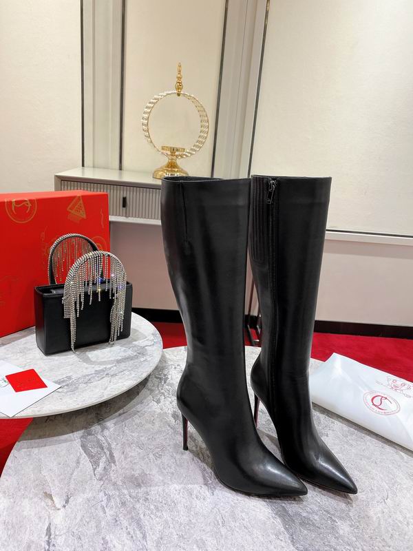 Botas altas de tacón de aguja de cuero