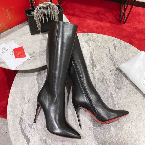 Botas altas de tacón de aguja de cuero