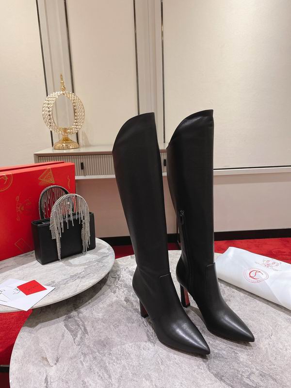 Botas altas de cuero negro para mujer