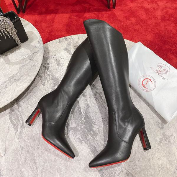 Botas altas de cuero negro para mujer