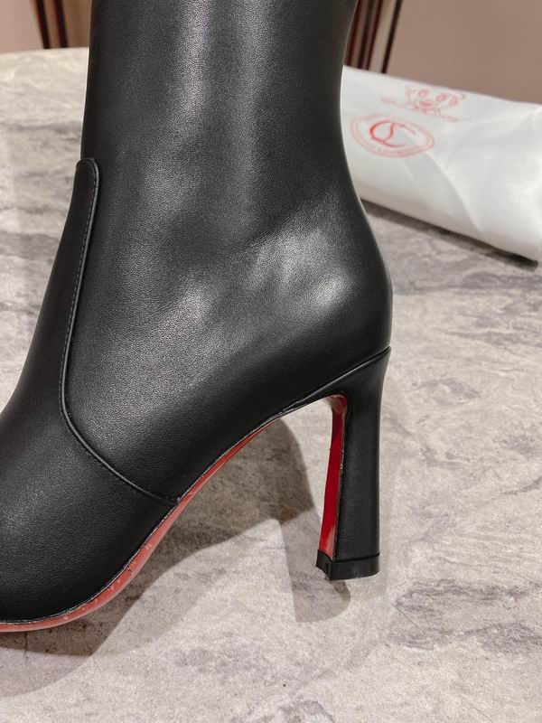 Botas altas de cuero negro para mujer