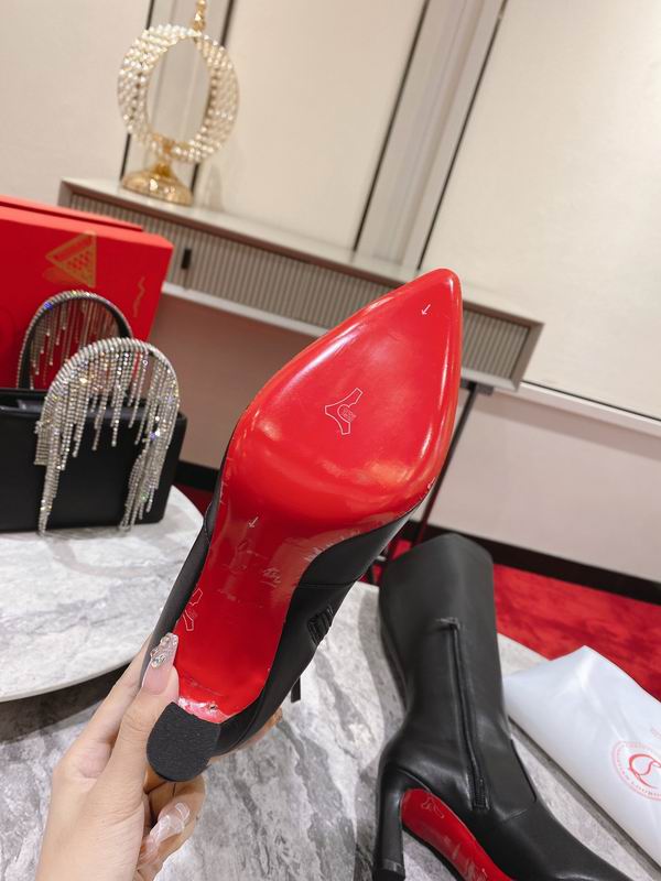 Botas altas de cuero negro para mujer