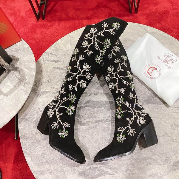 Botas altas bordadas para mujer
