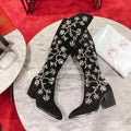 Botas altas bordadas para mujer
