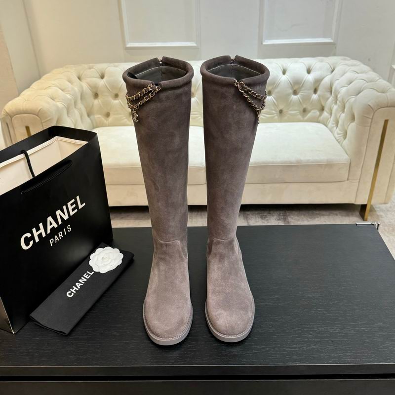 Botas altas hasta la rodilla de ante gris para mujer