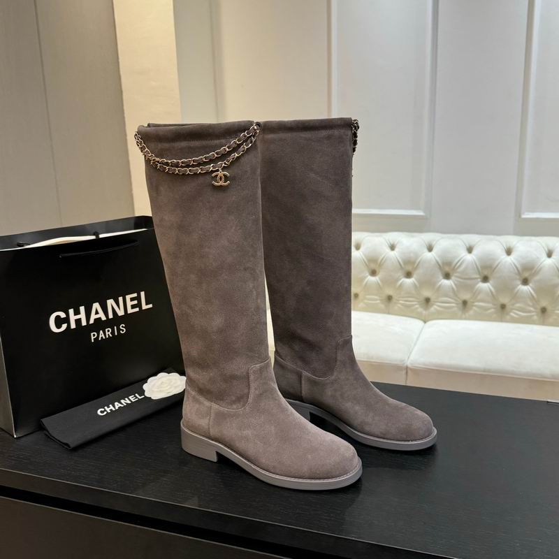Botas altas hasta la rodilla de ante gris para mujer