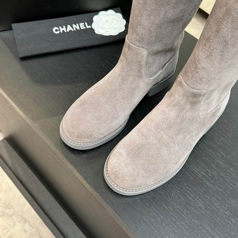 Botas altas hasta la rodilla de ante gris para mujer