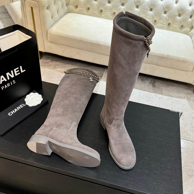Botas altas hasta la rodilla de ante gris para mujer
