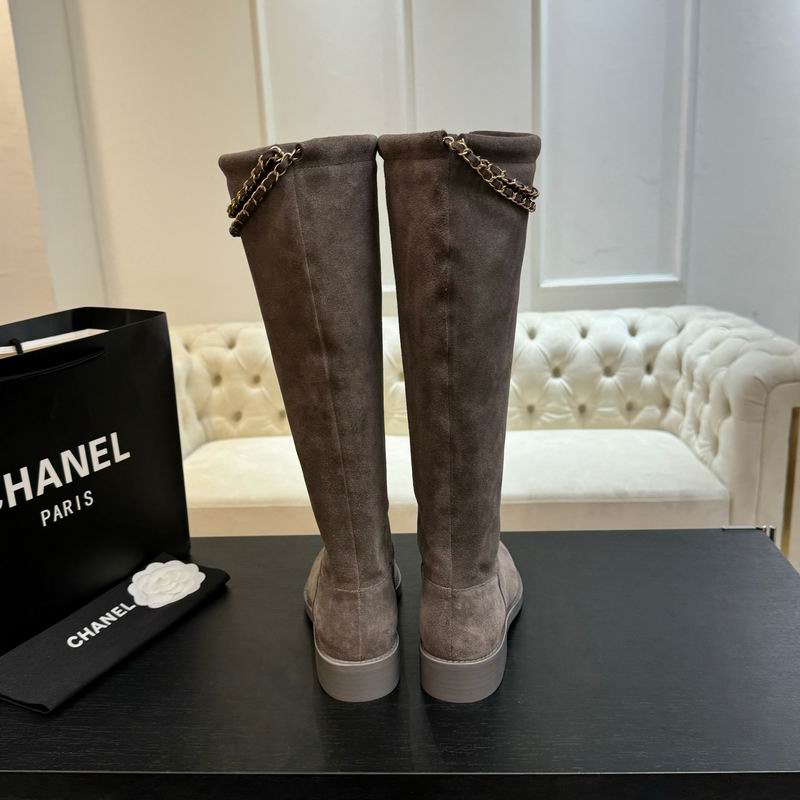 Botas altas hasta la rodilla de ante gris para mujer