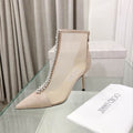 Botines de malla color nude para mujer