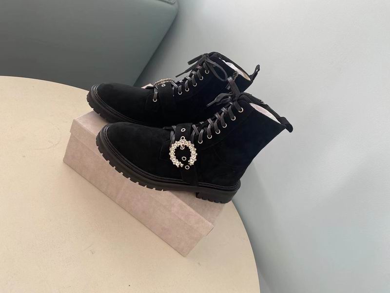 Botas militares de ante negro para mujer