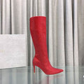 Botas altas hasta la rodilla con cristales rojos para mujer