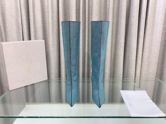 Botas altas hasta la rodilla con cristales azules para mujer