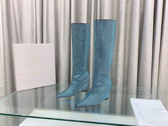 Botas altas hasta la rodilla con cristales azules para mujer