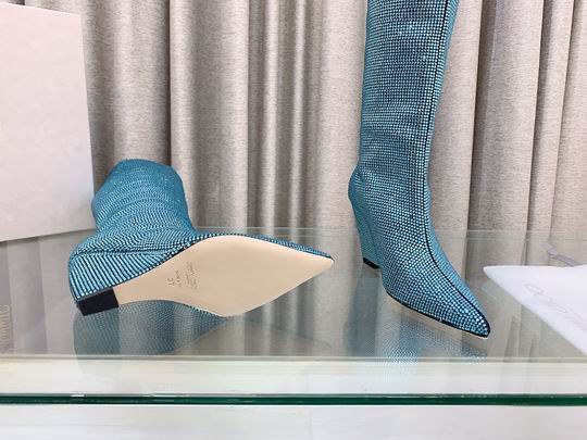 Botas altas hasta la rodilla con cristales azules para mujer
