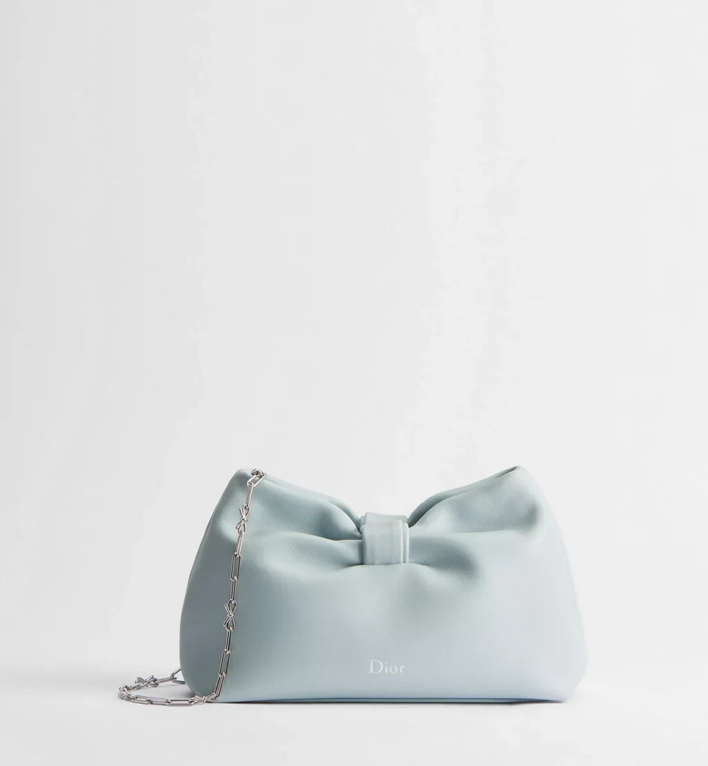 Small Ice Blue Lambskin Bow Handbag