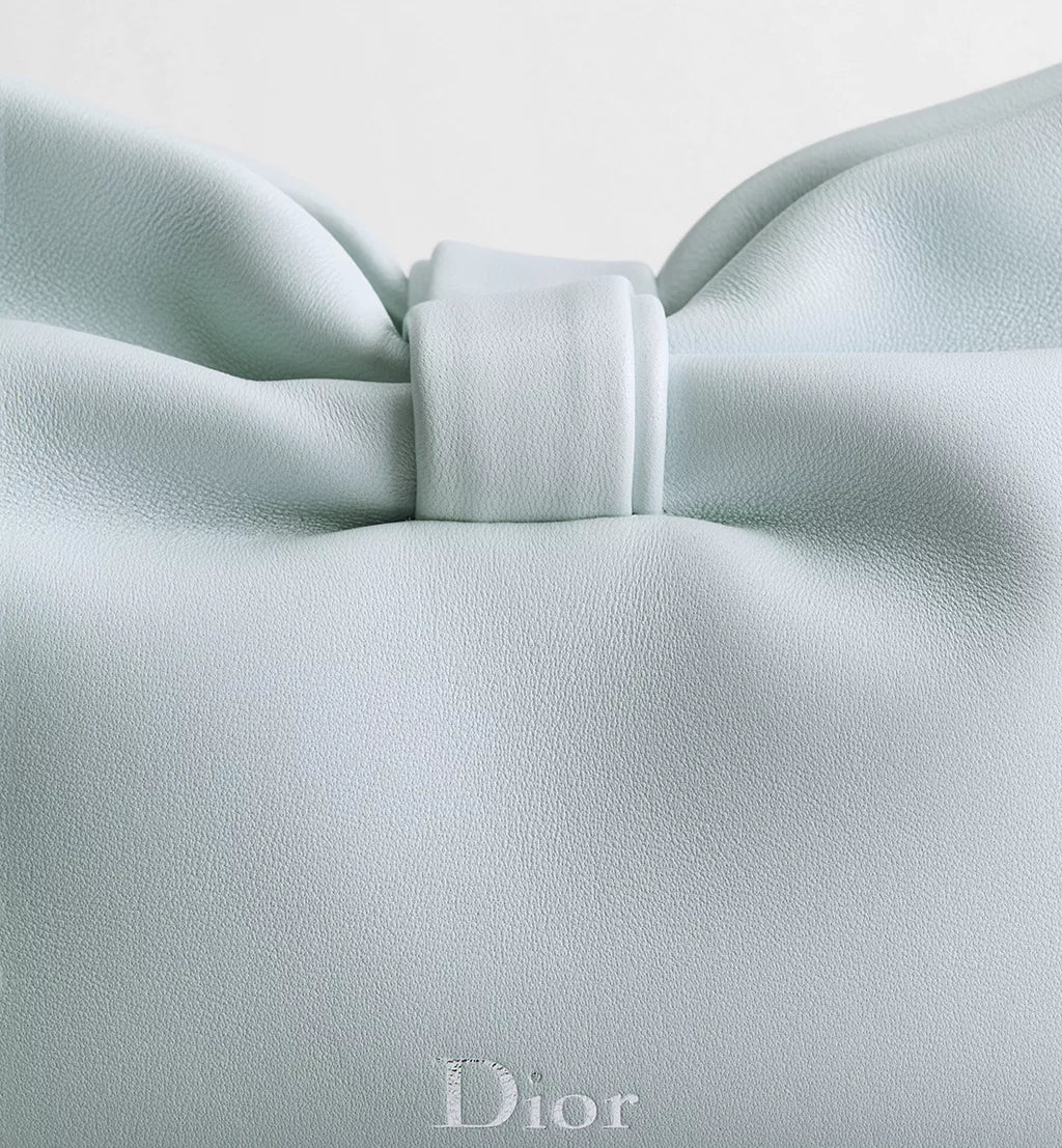 Small Ice Blue Lambskin Bow Handbag
