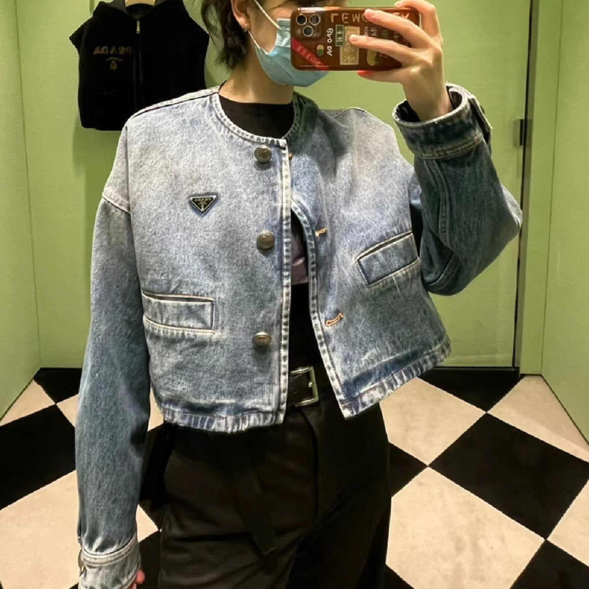 Chaqueta vaquera lavada con logo