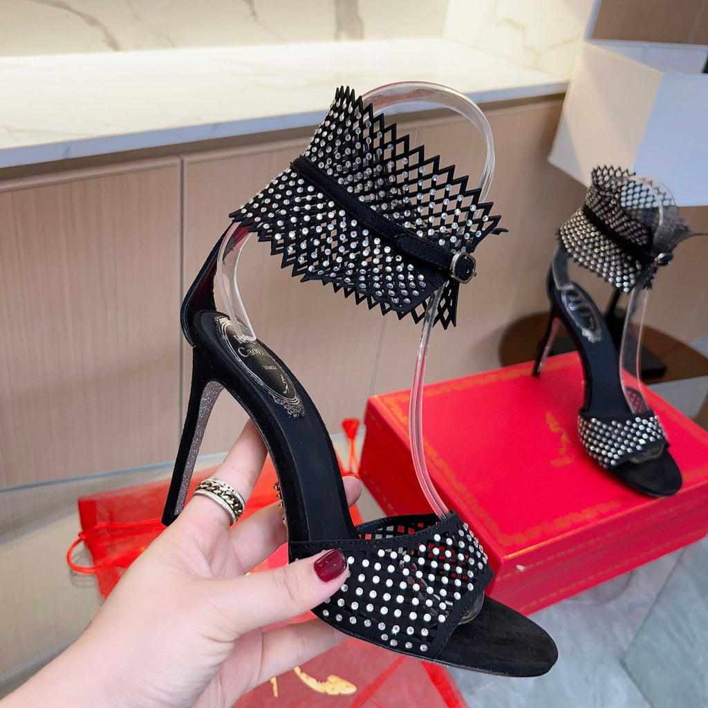 Tacones altos de malla de cristal