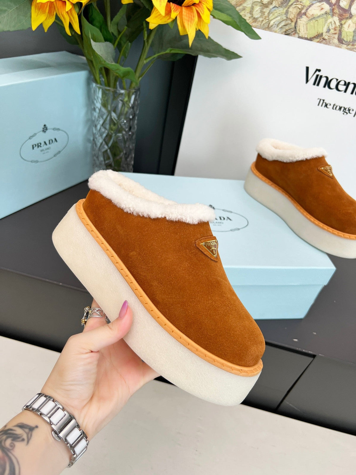 Pantuflas de borrego para mujer