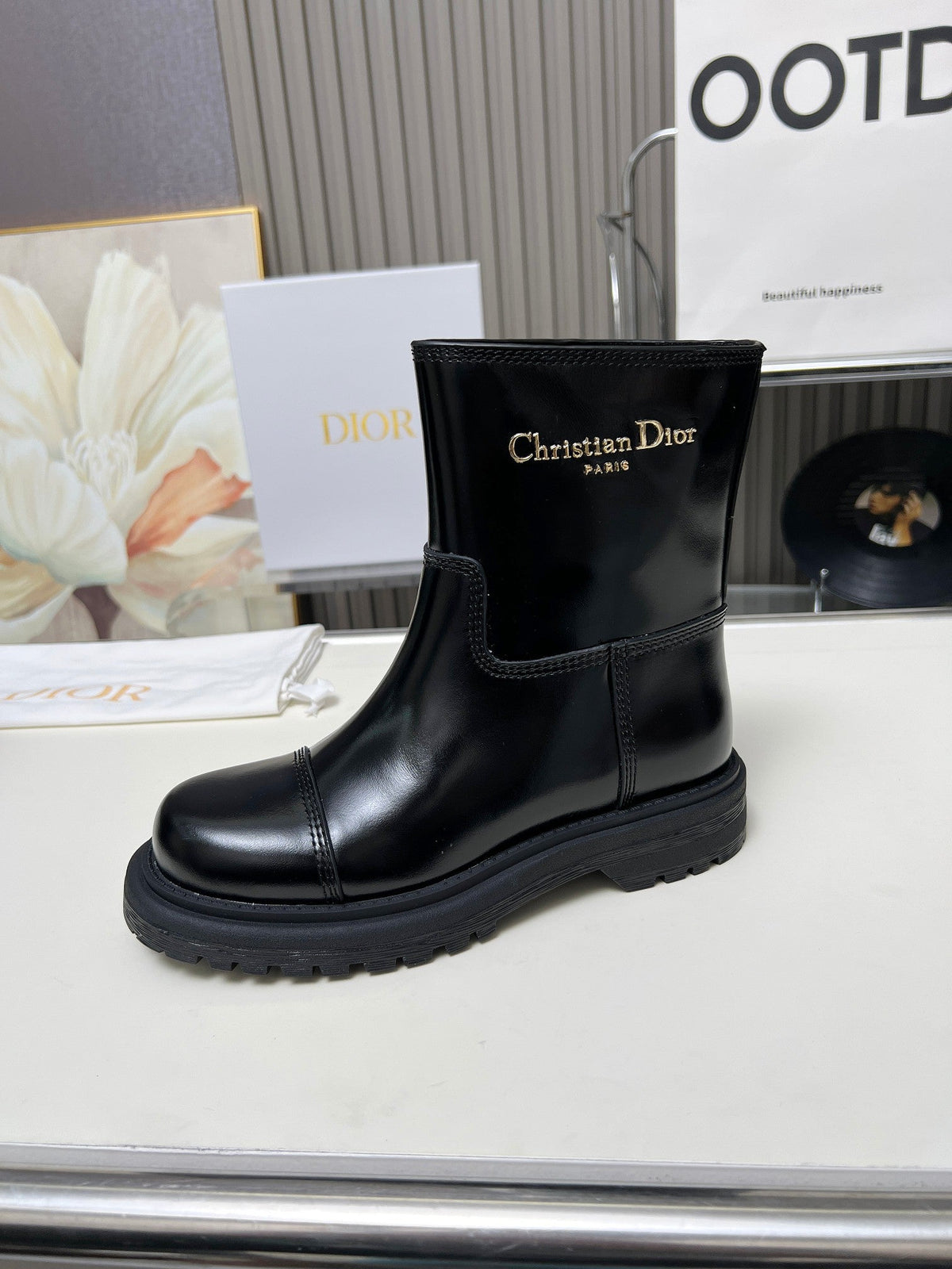 Botas de media caña de piel de becerro para mujer