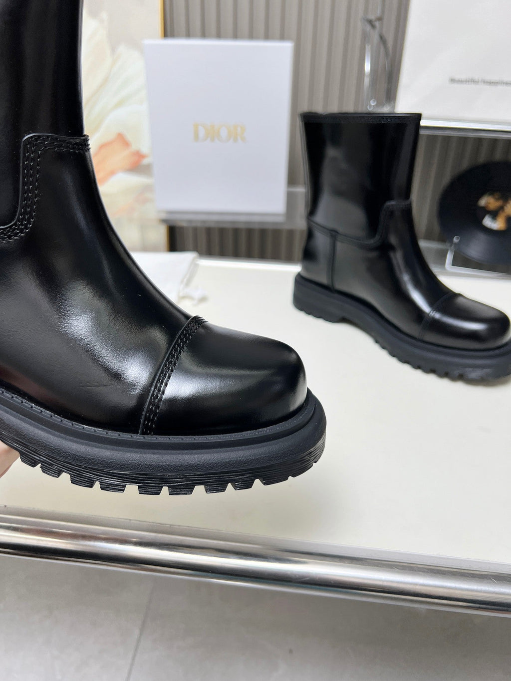 Botas de media caña de piel de becerro para mujer