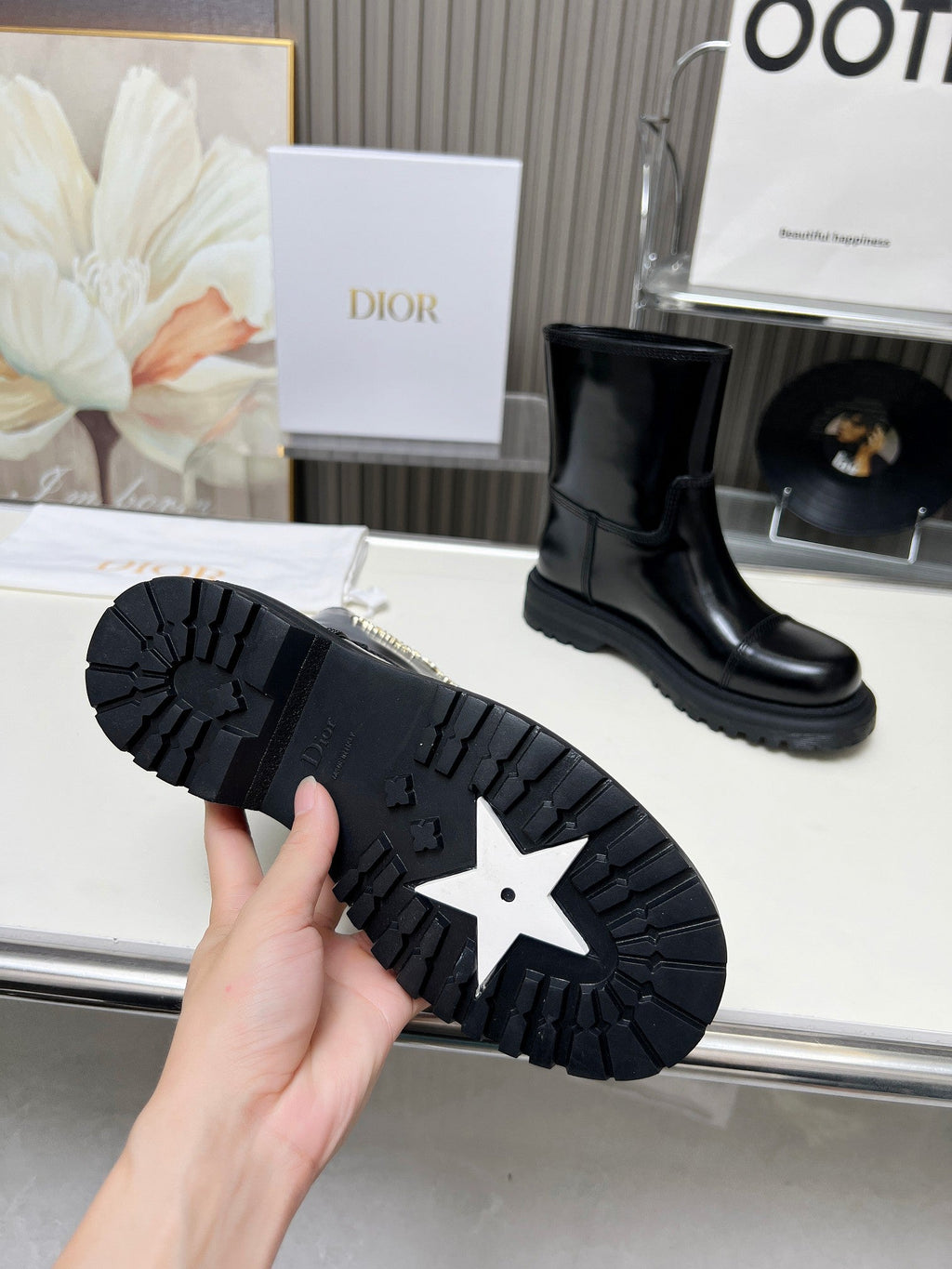 Botas de media caña de piel de becerro para mujer