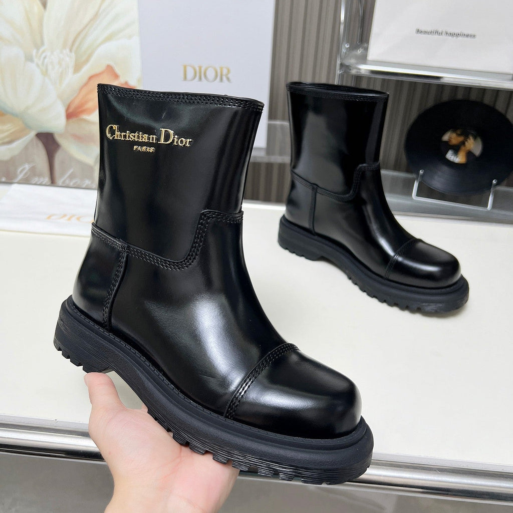Botas de media caña de piel de becerro para mujer