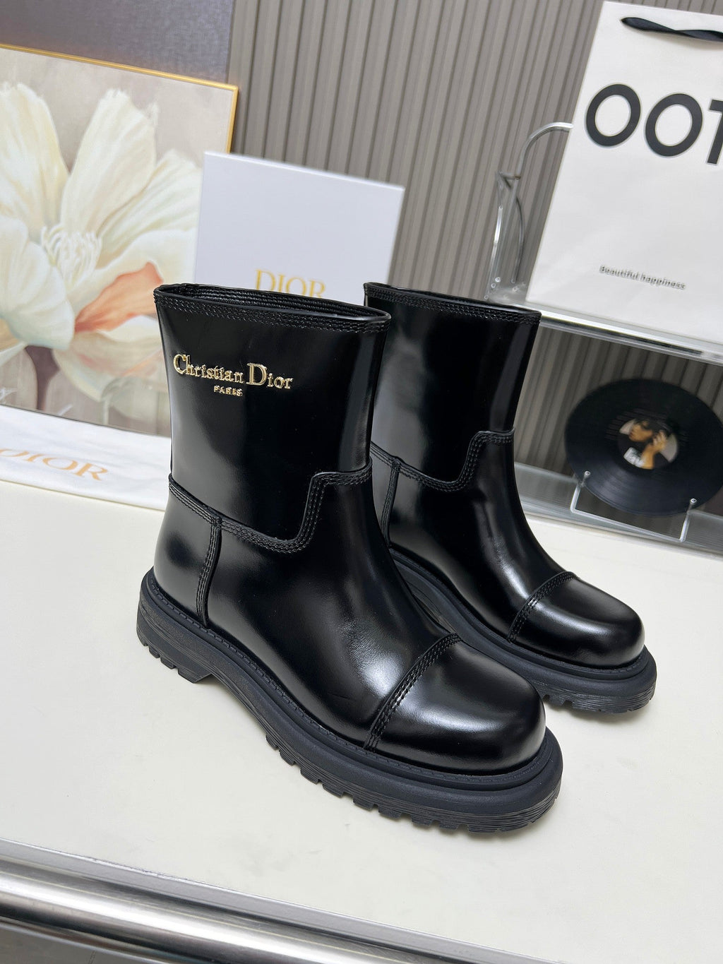 Botas de media caña de piel de becerro para mujer