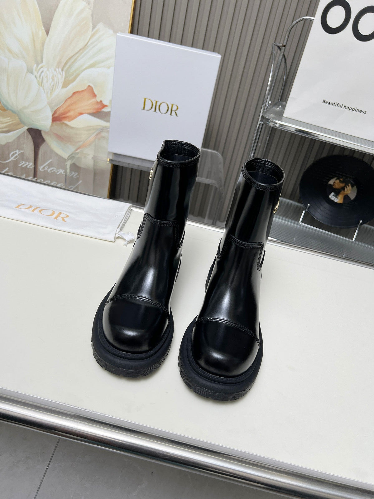 Botas de media caña de piel de becerro para mujer