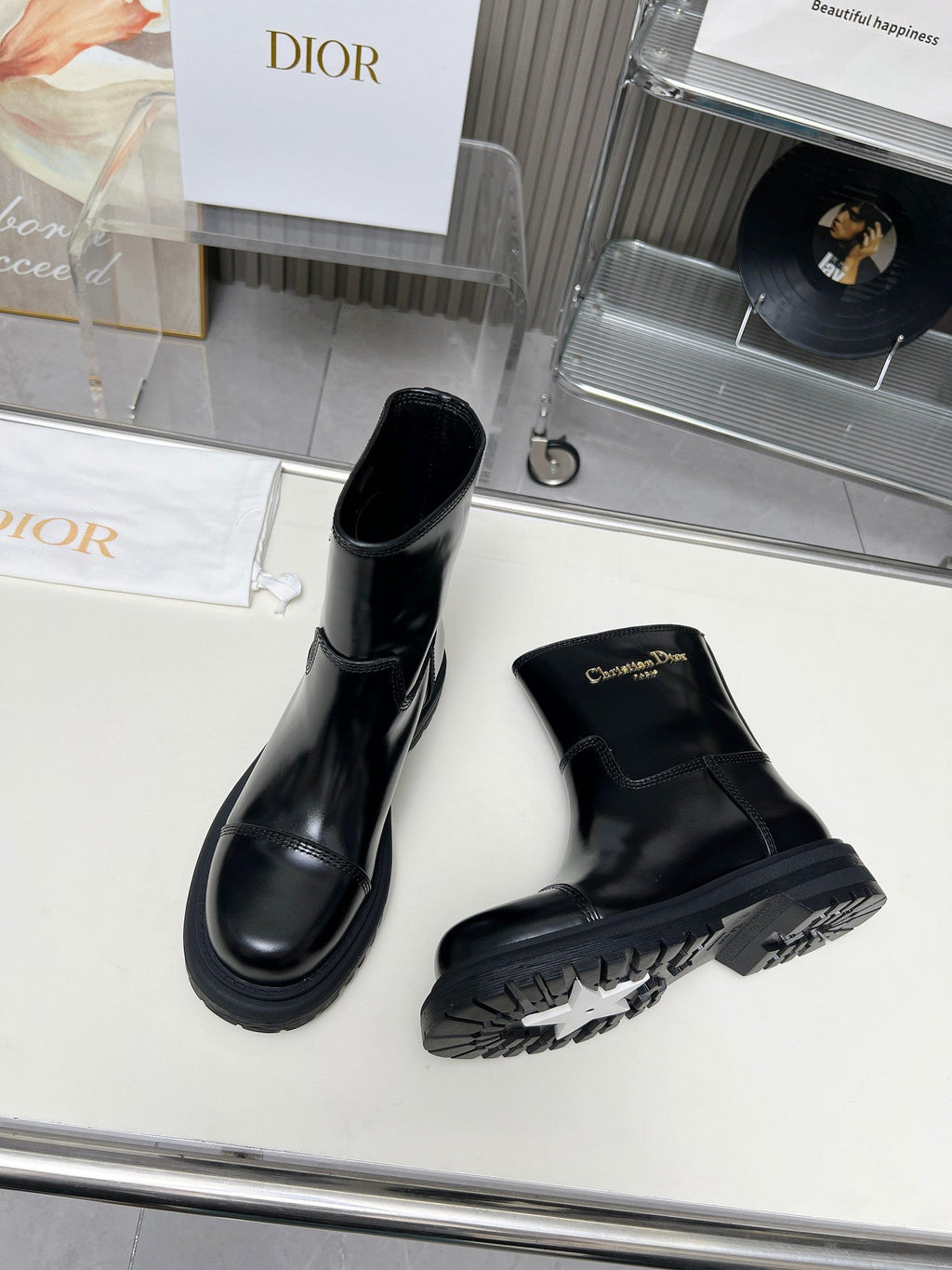 Botas de media caña de piel de becerro para mujer