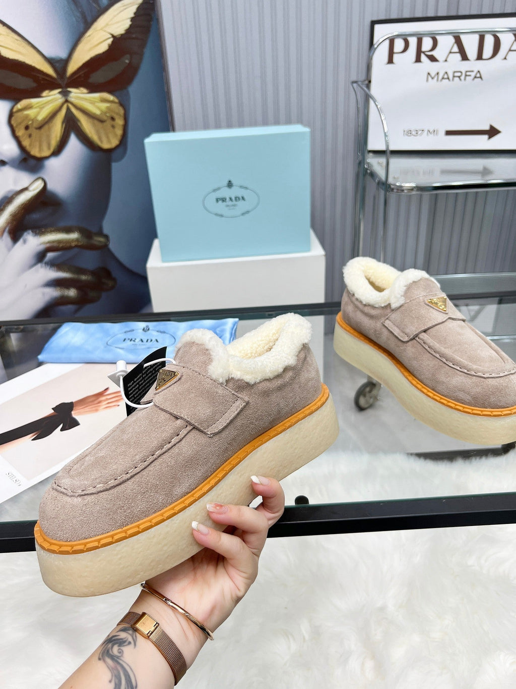 Zapatillas deportivas para mujer con forro de borrego