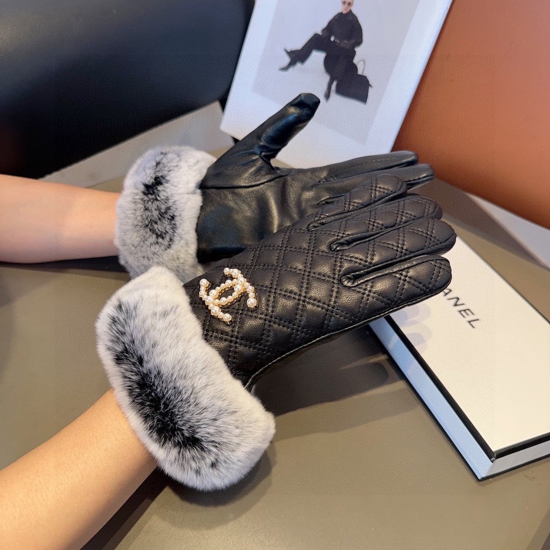Guantes de piel de oveja con forro de piel de conejo