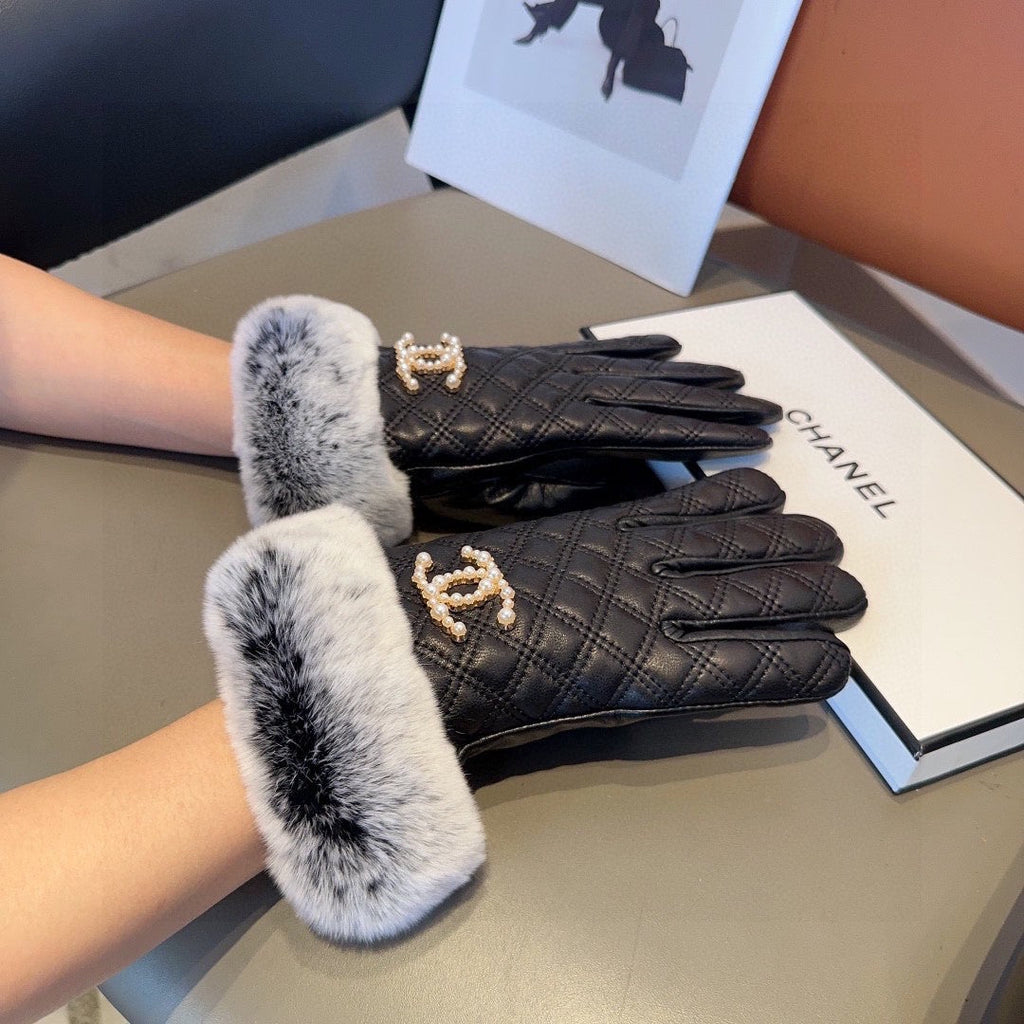 Guantes de piel de oveja con forro de piel de conejo