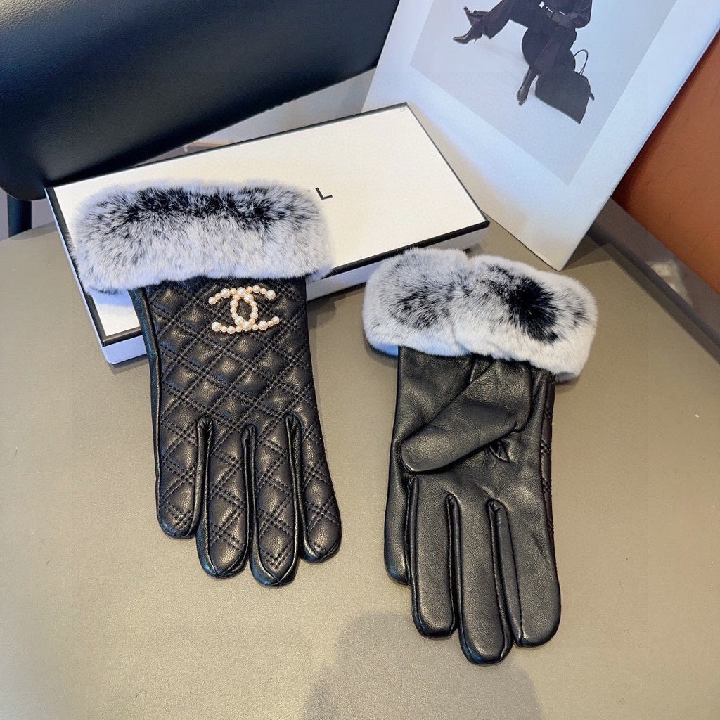 Guantes de piel de oveja con forro de piel de conejo