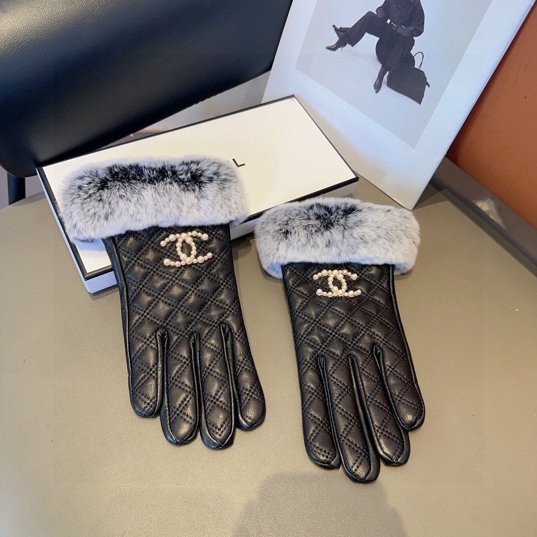Guantes de piel de oveja con forro de piel de conejo